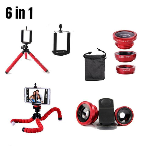 6in1 Tripod + Macro Fish-Eye Weitwinkel Linsen + Halterung - Sabera صَبَرَ Onlineshop