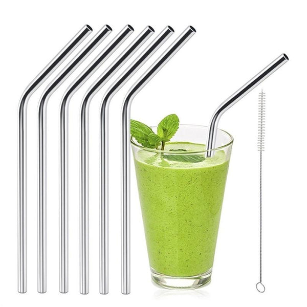 6 Edelstahl Strohhalmlöffel Mit Reinigungsbürste | Wiederverwendbar, Ca. 21,7 Cm, Für Eis, Getränke & Cocktails