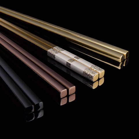 Luxuriöse Edelstahl Essstäbchen mit Laser-Gravierungen - Sabera صَبَرَ Onlineshop